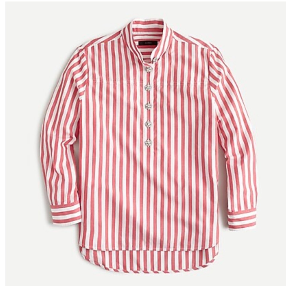 J CREW Red & White Popover Shirt